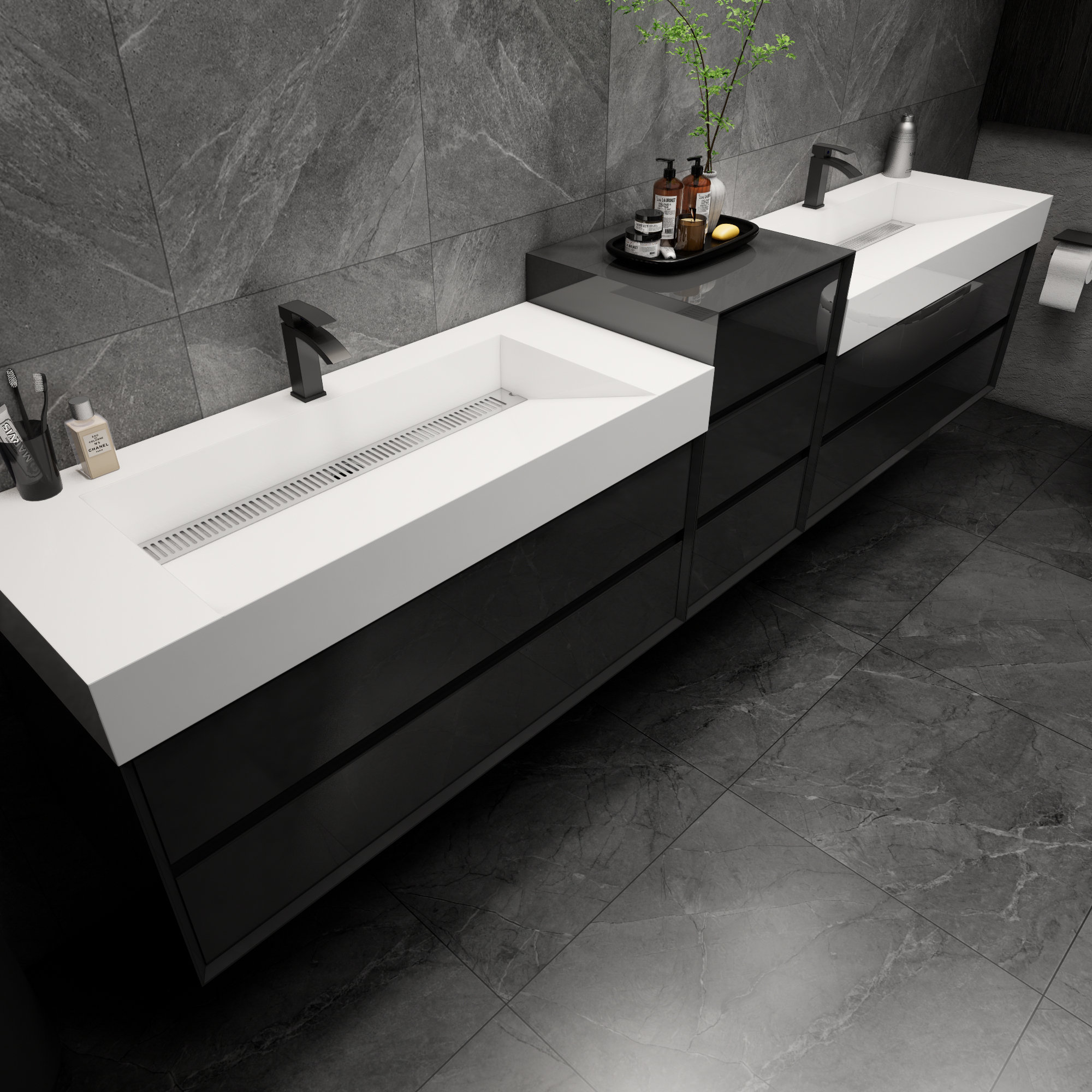Better Vanity Albizu 91" Wall-Mounted Double Bathroom Vanity - Wayfair ...